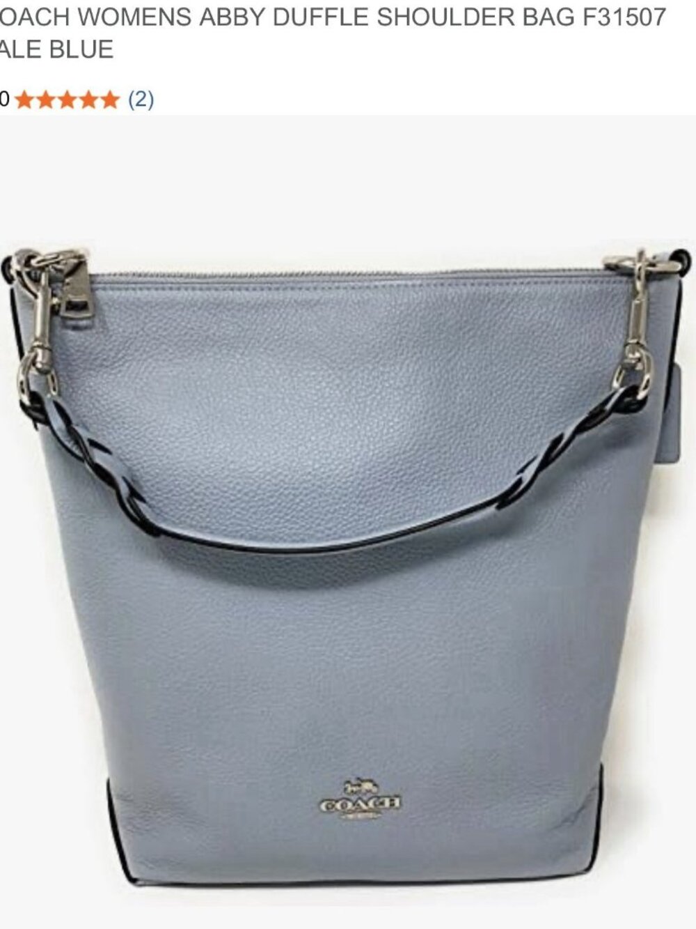 Coach Abby Duffle Robins Egg Blue Pebbled Soft Leather Shoulder Silver handbag